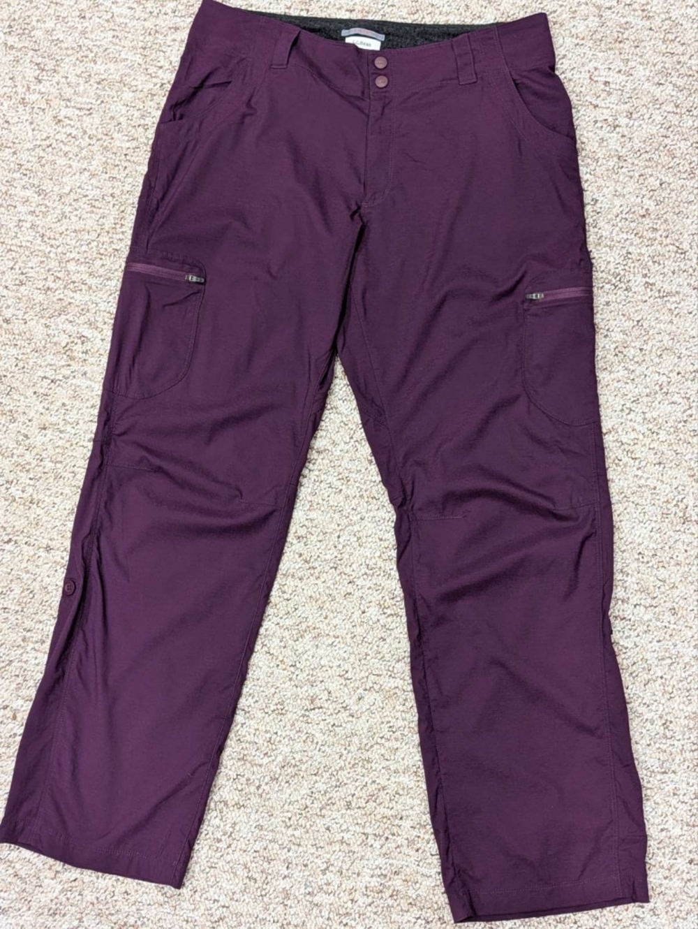 LL Bean Womens Size 12 Cargo Utility Pants Plum Purple Hiking Travel Outdoor
